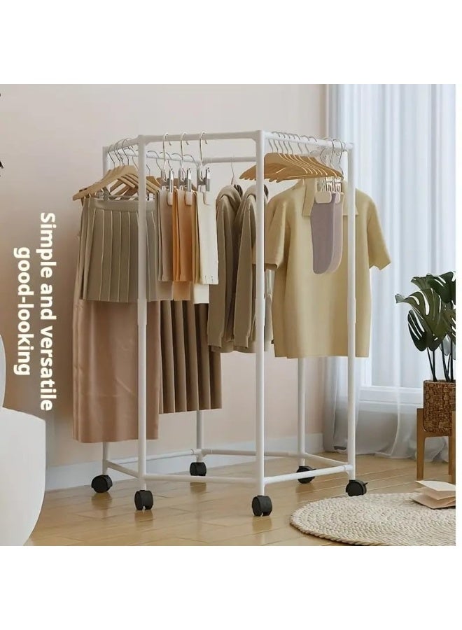 هابي هوم شماعة ملابس دوارة بعجلات 360° – رف ملابس محمول قائم بذاته بهيكل معدني متين 16 ملم بتصميم سداسي – تنظيم فعال وسهل الوصول لجميع الملابس في غرف النوم، الخزائن، والمنازل – تخزين متعدد الاستخدامات للمحلات والمنزل 120*36*75سم - Image 5